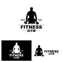 logo de gym, image vectorielle de logo de fitness, conception adaptée à la forme physique, aux équipements sportifs, à la santé du corps, aux marques de produits de compléments corporels vecteur