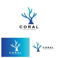 logo de corail, plantes marines placent des animaux marins, vecteur océanique, icônes d'algues