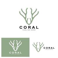 logo de corail, plantes marines placent des animaux marins, vecteur océanique, icônes d'algues