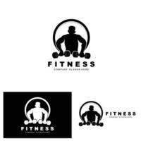 logo de gym, image vectorielle de logo de fitness, conception adaptée à la forme physique, aux équipements sportifs, à la santé du corps, aux marques de produits de compléments corporels vecteur