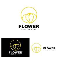 logo de fleur, conception de jardin de fleurs avec une marque de produit vectoriel de style simple, soins de beauté, naturel