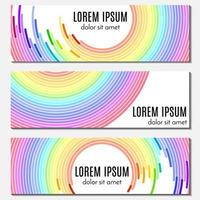 ensemble de bannières d'en-tête abstraites arc-en-ciel colorées avec des lignes courbes et place pour le texte. arrière-plans vectoriels pour la conception de sites Web. vecteur