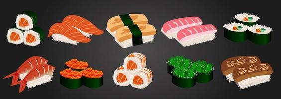 set sushi délicieux japon vecteur