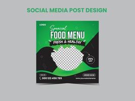 conception de publication de médias sociaux de menu de nourriture vecteur