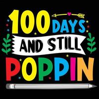 100 jours d'école lettrage typographie conception de t-shirt ou calligraphie 100 jours d'arrière-plan scolaire vecteur