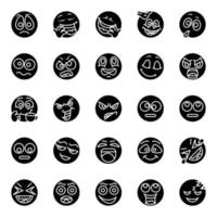 icônes de glyphe pour les emojis. vecteur