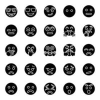 icônes de glyphe pour les emojis. vecteur