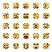 icônes de contour de couleur remplies pour les emojis. vecteur