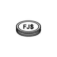 monnaie fiji, dollar fidjien, signe fjd. illustration vectorielle vecteur