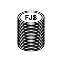 monnaie fiji, dollar fidjien, signe fjd. illustration vectorielle vecteur