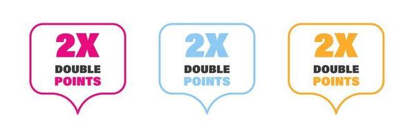 gagnez x2, doublez les points de récompense. jeu d'icônes vecteur