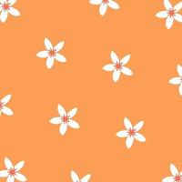 modèle sans couture de vecteur orange avec des fleurs blanches
