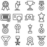 ensemble de vecteurs d'icônes de récompenses. collection de signes d'illustration de trophée. symbole du gagnant. vecteur