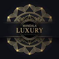 mandala de luxe doré avec un design élégant de fond noir pour le henné d'invitation d'anniversaire vecteur