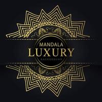 mandala de luxe doré avec un design élégant de fond noir pour le henné d'invitation d'anniversaire vecteur