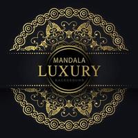 mandala de luxe doré avec un design élégant de fond noir pour le henné d'invitation d'anniversaire vecteur