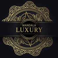 mandala de luxe doré avec un design élégant de fond noir pour le henné d'invitation d'anniversaire vecteur