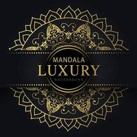 mandala de luxe doré avec un design élégant de fond noir pour le henné d'invitation d'anniversaire vecteur