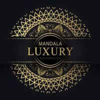 mandala de luxe doré avec un design élégant de fond noir pour le henné d'invitation d'anniversaire vecteur