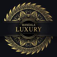 mandala de luxe doré avec un design élégant de fond noir pour le henné d'invitation d'anniversaire vecteur