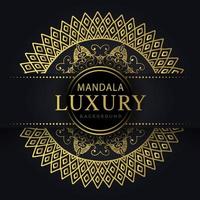 mandala de luxe doré avec un design élégant de fond noir pour le henné d'invitation d'anniversaire vecteur