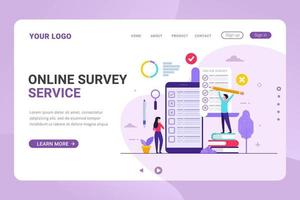 modèle de page de destination enquête en ligne et illustration vectorielle de service de sondage vecteur