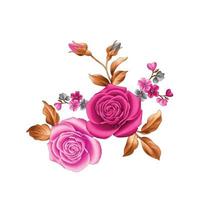 illustration aquarelle de fleur, arrière-plan floral botanique, motif de fleurs décoratives, fleur peinte numériquement, motif de fleurs pour la conception textile, bouquets de fleurs, modèle d'invitation de mariage floral. vecteur
