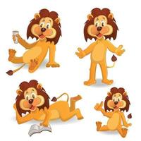 lions de dessin animé mis en illustration vectorielle vecteur