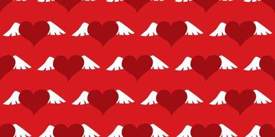 beau motif rouge. coeur avec une illustration de dessin animé d'ailes. coeur voler avec des ailes d'ange dans un style doodle. coeur mignon pour décorer la carte de mariage pour la saint-valentin et le concept d'amour. vecteur