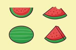 conception d'illustration de style dessin animé pastèque fruits d'été vecteur