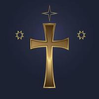 croix sainte avec étoile dorée, icône de la croix sainte premium, symbole de protection de l'illustration vectorielle de l'âme et de l'esprit vecteur