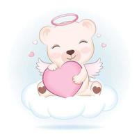 illustration de concept mignon petit ours cupidon saint valentin vecteur