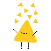 conception de personnage nacho. nachos sur fond blanc. vecteur