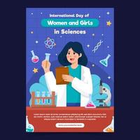 affiche de la journée internationale des femmes et des filles en sciences vecteur