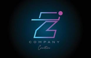 création d'icône logo lettre alphabet z rose et bleu avec point. modèle créatif pour les entreprises et les entreprises vecteur