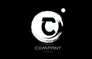 Création d'icône de logo de lettre d'alphabet grunge c avec lettrage de style japonais en noir et blanc. modèle créatif pour entreprise et entreprise vecteur