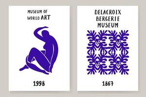 un ensemble abstrait d'affiches matisse représentant un visage abstrait et des formes géométriques. art contemporain esthétique, illustration, vecteur, affiche, carte postale. vecteur