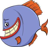 dessin animé poisson piranha personnage animal comique vecteur