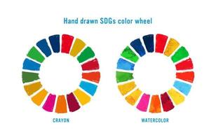 roue de couleur sdgs dessinée à la main, par crayon et aquarelle vecteur