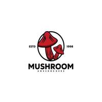 modèle de conception coloré de logo rouge champignon vintage vecteur