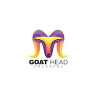 modèle de style coloré de conception de logo de tête de chèvre vecteur