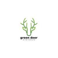 tête verte cerf logo design dessin au trait coloré vecteur