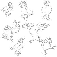 ensemble d'images vectorielles de sillhouette d'oiseau dans un style plat divers styles et formes sont perchés sur une branche, vecteur d'oiseau plat isolé sur fond blanc