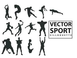 vecteur d'illustration plat défini personnes sillhouette joueur de football avec un style différent, joueur de football, sport, coup de pied, course, saut isolé sur fond blanc