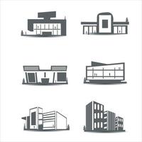 ensemble de silhouette de ville dans un style plat. paysage urbain moderne. illustration vectorielle. Gratte-ciel de la ville building office skyline sur fond blanc vecteur