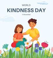 journée mondiale de la gentillesse. 13 novembre. concept de famille de la journée mondiale de la gentillesse. modèle pour le fond, la bannière, la carte, l'affiche. illustration vectorielle. vecteur