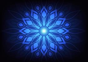 fond de géométrie moderne fleur mandala lumière bleue vecteur