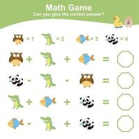 feuille de mathématiques pour enfants. feuille de travail mathématique imprimable éducative. compter et écrire une activité de réponse pour les enfants. fichier vectoriel. vecteur