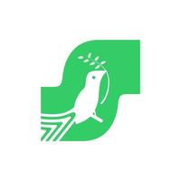 logo oiseau abstrait lettre s vecteur