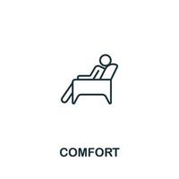 icône de confort de la collection de soins aux personnes âgées. symbole de confort d'élément de ligne simple pour les modèles, la conception Web et les infographies vecteur